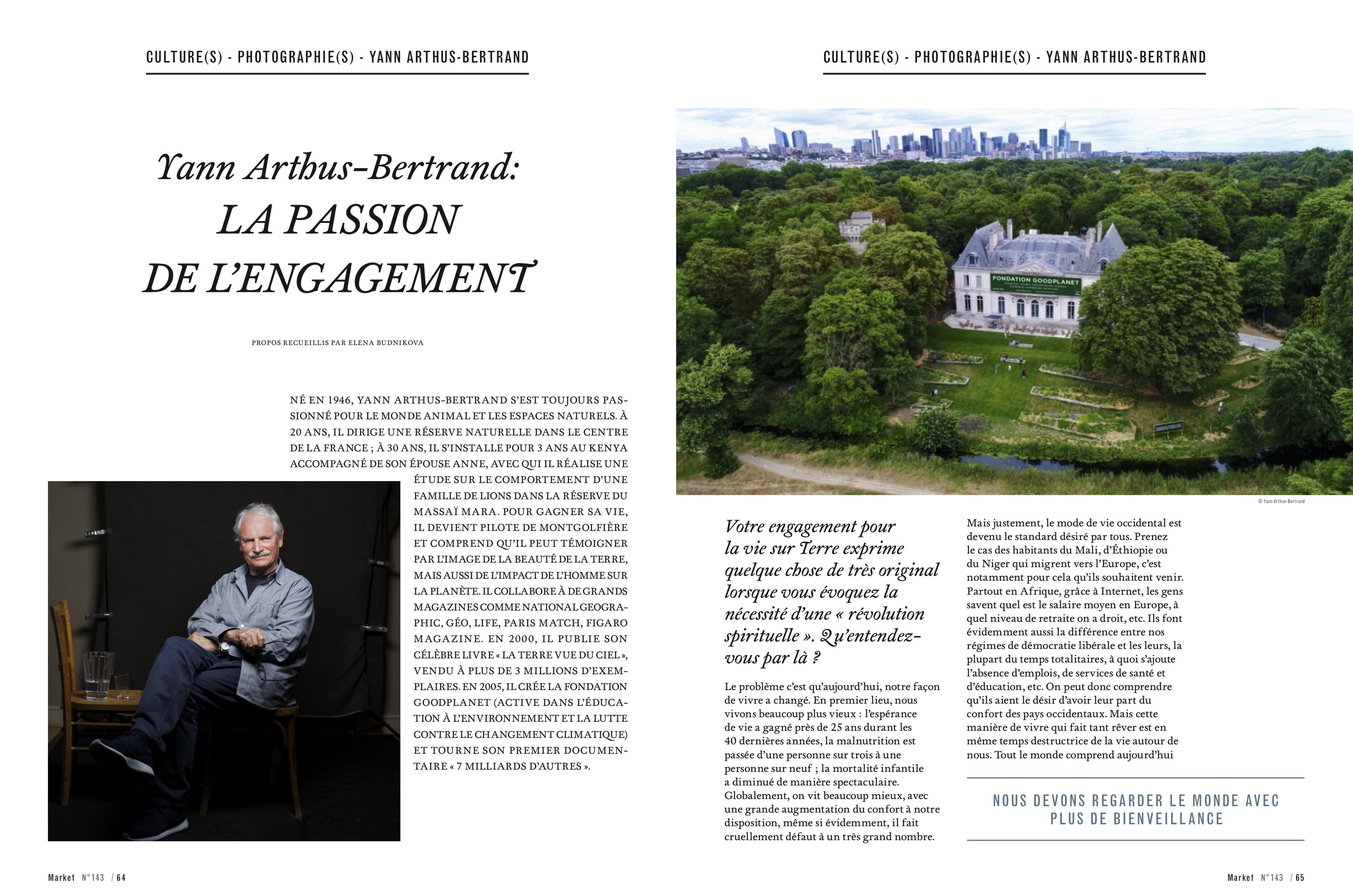 Magazine Market № 143, Geneva. Interview and portrait of Yann Arthus-Bertrand