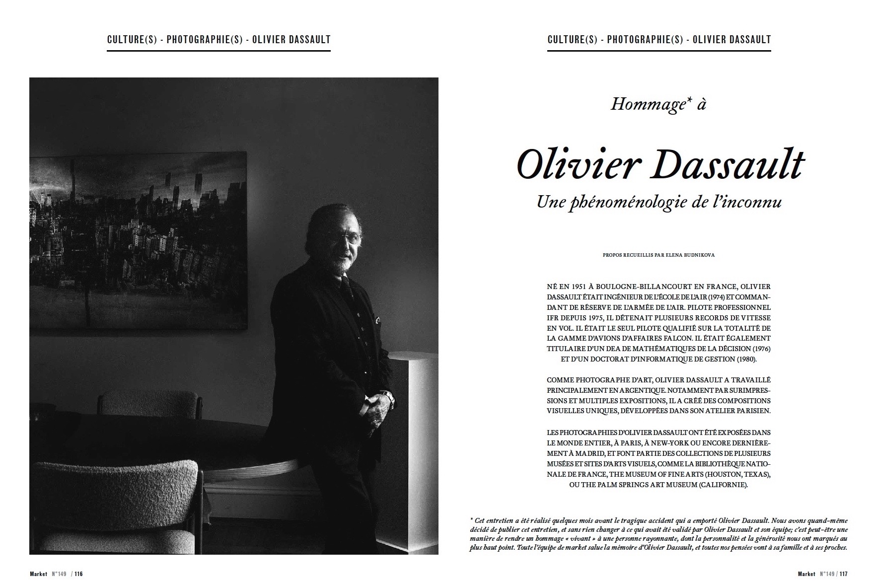 Magazine Market № 149, Geneva. Interview and portrait of Olivier Dassault